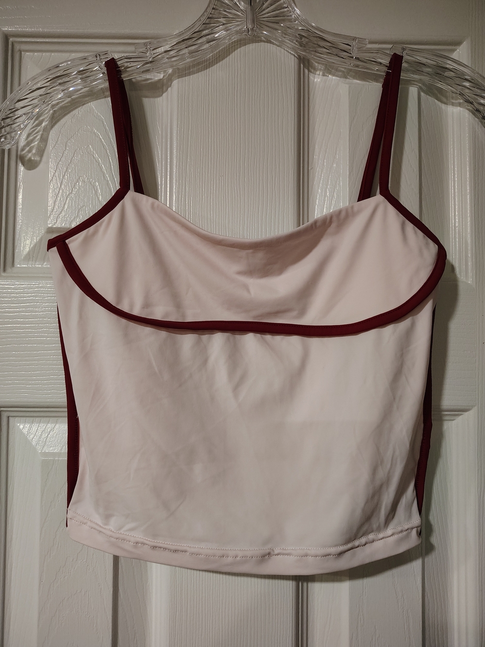 Princess Polly Blush Pink Cami with Burgundy Trim